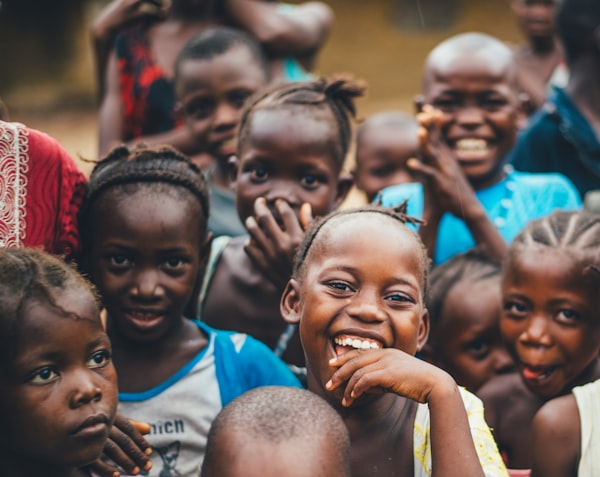 Smiling child with food aid